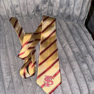 Eagle Wings Garnet and Gold Florida State Striped Tie with Logo